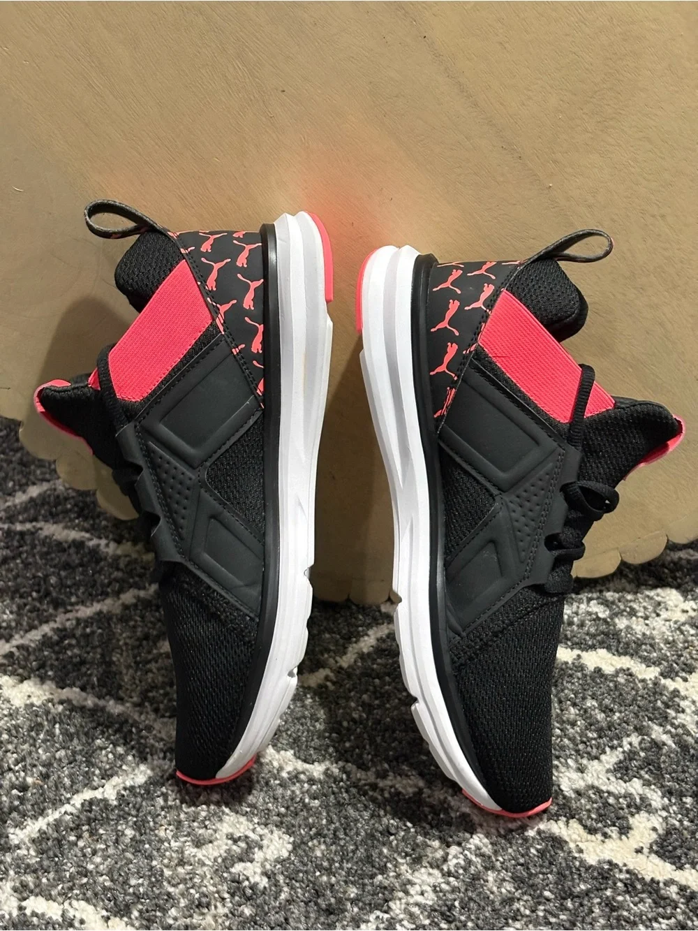 PUMA Enzo 2 High Top Youth 6C/Women's 7.5 Black Pink Running Shoes